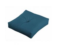 Coussin de sol uni capiton central 100% coton garnissage polyester ROMEO Bleu canard Carré