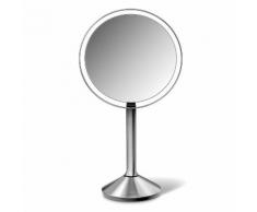 Miroir grossissant pliable éclairage LED à capteur sur pied rechargeable en inox 16.5cm