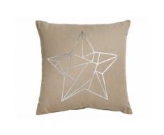 Coussin 100% coton impression brillante étoile 40x40cm ETOILE Taupe