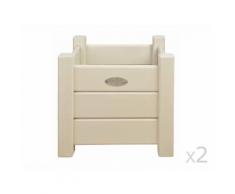 Jardinière carré en bois (lot de 2) Blanc