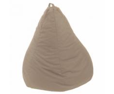 Pouf poire 100% coton garnissage billes polystyrène D75x110cm Taupe