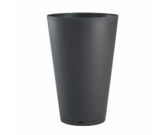 Pot de fleur rond en polypropylène diamètre 30 cm soucoupe intégrée TOKYO Anthracite