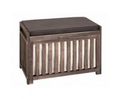 Banc/Panier à linge en sapin massif - L65xP33xH46cm TANGER Chocolat