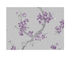 Papier peint vinyle lourd intissé motif floral 10.05x0.52m MERCUTIO Violet
