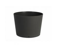 Pot de fleur rond en polypropylène diamètre 36 cm soucoupe intégrée TOKYO Anthracite