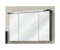 Armoire de toilette 3 portes miroir avec éclairage L90 cm BRADLEY Gris