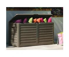 Coffre de jardin en polypropylène 117x54x65cm 420L imitation bois BAYA Taupe