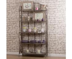 Etagère boulangère en fer forgé Patiné Gris L90xP33xH179cm CHINON