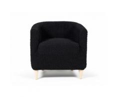 Housse de fauteuil cabriolet/club unie effet gauffré MARINE Gris foncé chiné