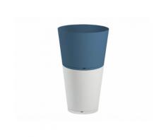 Pot de fleur rond en polypropylène diamètre 36 cm soucoupe intégrée Blanc et Denim TOKYO