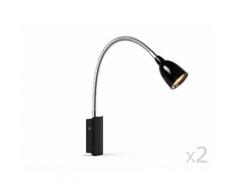 Lot de 2 appliques liseuses LED en métal flexible avec interrupteur hauteur 32cm Tulip Noir