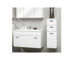 Meuble sous-vasque 1 tiroir avec vasque en marbre NEVILLE Avec armoire + demi-colonne 90 cm