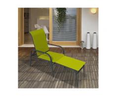 Fauteuil bas avec repose-pieds intégré en aluminium et polyester enduit LOUNGE Vert anis