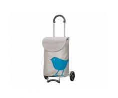 Chariot de course 2 roues en acier/nylon motif oiseau 49L Gris Scala Shopper
