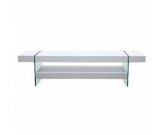 Meuble TV 2 plateaux en bois et verre trempé Longueur 160 cm MEDLEY