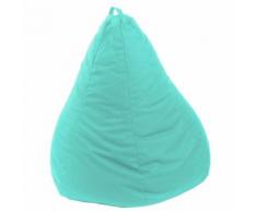 Pouf poire 100% coton garnissage billes polystyrène D75x110cm Turquoise