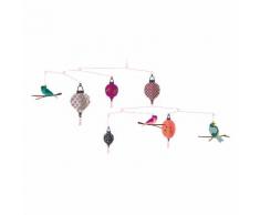 Mobile à suspendre papier lampion japonais oiseau armature métal 38x63cm SALOME