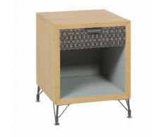 Chevet avec tiroir et 1 niche en bois et métal Hauteur 50 cm GRAPHIC Etoiles japonaises