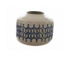 Vase en céramique motif ethnique bleu D.22.5xH.17cm TIARA