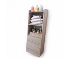 Colonne salle de bain en bois avec 1 porte et 2 niches Longueur 40cm FAIRWAY Frêne