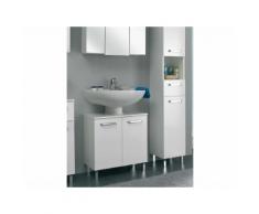 Meuble sous-lavabo 2 portes Longueur 60 cm WEASLEY Blanc Avec armoire + colonne
