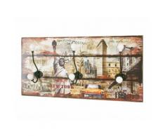 Patère murale horizontale en bois 3 têtes 60x12x30cm Vintage Freedom