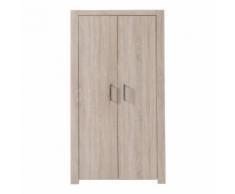 Armoire de chambre en bois finition chêne clair Hauteur 200 cm ALINE 2 portes