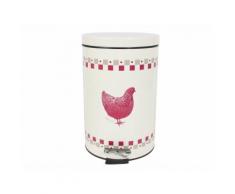 Poubelle à pédale en métal 30L motif poules GALLINA