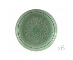 Assiette plate en pierre motif rosace D.26cm - Lot de 6 GAYEL Mint