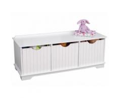 Banc de rangement 3 bacs L99xP40xH39cm NANTUCKET Blanc
