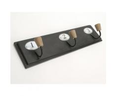Patère avec numéro en bois et métal noir FABRIC 3 accroches