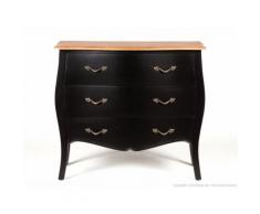 Commode en bois 3 tiroirs plateau teinté vernis Longueur 90 COLINE Noir