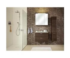 Meuble sous-vasque 2 tiroirs Longueur 73 cm WILLIAMS Moka Avec armoire + demi-colonne