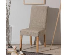 Housse de chaise bi-extensible unie effet gauffré MARINE Beige