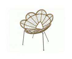 Fauteuil en résine tressée et acier forme fleur
