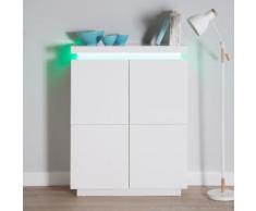 Buffet design 4 portes avec leds en bois laqué L96cm IVY Blanc