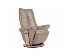 Fauteuil de relaxation électrique et pivotant en cuir COCHIN