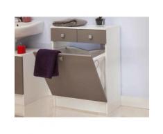 Rangement salle de bain avec tiroirs et bac à linge BANIO Taupe