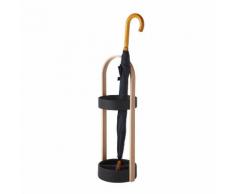 Porte-parapluies avec hanse en bois et socle en résine noir D.22.2cm HUB