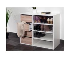 Meuble à chaussures 4 niches 4 tiroirs Longueur 89.5 ARNOLD Chêne