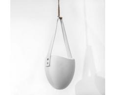 Pot de fleur en céramique avec lanière à suspendre H.16cm LIAM