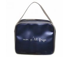 Sac à lunch isotherme en vinyle Mon p'tit frigo 24.5x13x19.5cm PACK & FLY Bleu/Gris