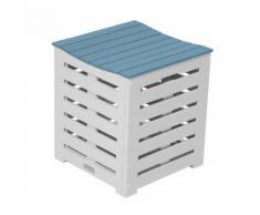 Coffre de jardin en acacia bicolore 38x38x43cm - 62L BURANO Bleu Sterling