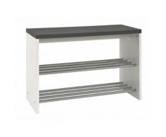 Meuble à chaussure acier et bois avec banc H55cm L81cm MARTIN 2 Granit