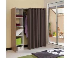 Dressing extensible avec rideau chêne/blanc ARTEMIS 1 colonne
