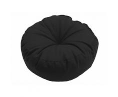 Coussin de sol uni capiton central 100% coton garnissage polyester ROMEO Noir Rond