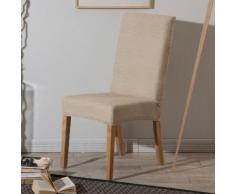 Housse de chaise unie extensible effet nid d'abeille HUGO Beige