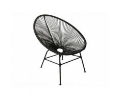 Fauteuil bas en fil de résine et acier noir ACAPULCO
