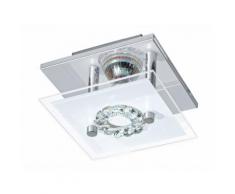 Plafonnier carré LED en métal chromé et verre avec strass diamètre 13.5cm Roncato