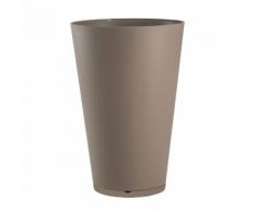 Pot de fleur rond en polypropylène diamètre 30 cm soucoupe intégrée TOKYO Taupe